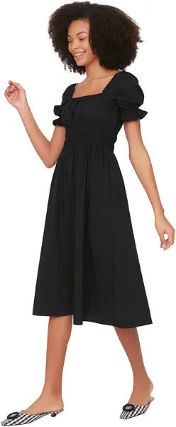 سعر ومواصفات ترينديول Trendyol Women Skater/Ballet Opening Midi Woven Dress with Balloon Sleeves TWOSS22EL1768 Dress (pack of 1) (B09XFB24GW) على Amazon EG