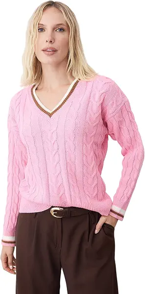 سعر ومواصفات ترينديول بلوفر منسوج Twoaw26Kz00153 للنساء بتصميم ضفائر مستوحى من أجواء الجامعة طراز من ترينديول، لون بينك، عبوة من قطعة واحدة (B0FR4RWVTG) على Amazon EG