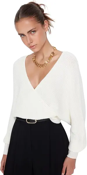 سعر ومواصفات ترينديول سترة صوف محبوكة بتصميم مزدوج عند الصدر للنساء من ترنديول TWOAW21KZ1277 (B0B15NXXBM) على Amazon EG
