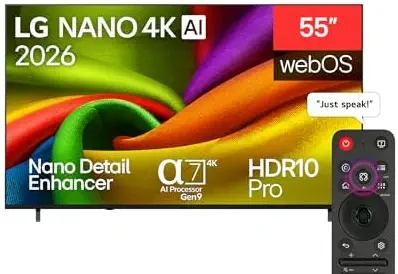 سعر ومواصفات تلفاز ال جي 55NU85CB6LA 55 بوصة نانو 4K UHD ايه اي 4K سمارت مع ريموت ماجيك ايه اي ونظام ويب او اس 26 [2026] (B0H17ZVHBY) على Amazon EG