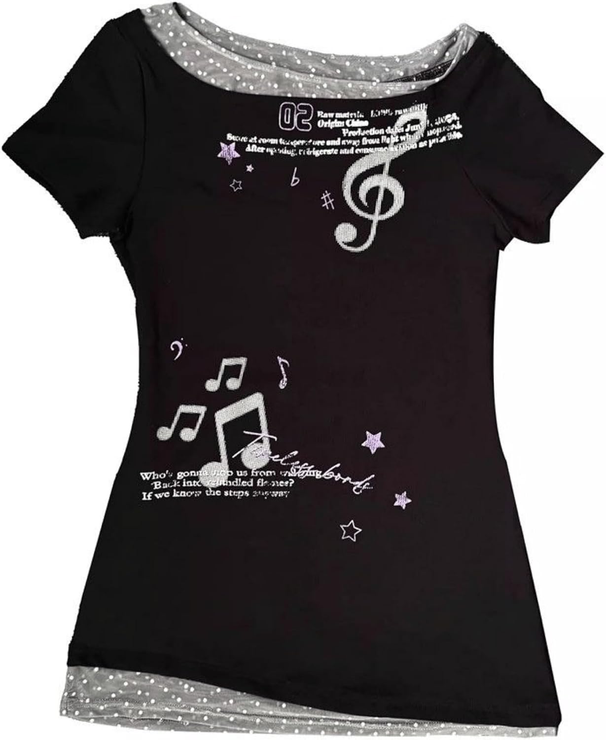 سعر ومواصفات تي شيرت ايمو جرونج Y2k Harajuku Music Notes Vintage Gothic 2000s من تي واي ايه تي في اس (B0FQCQXNRX) على Amazon EG
