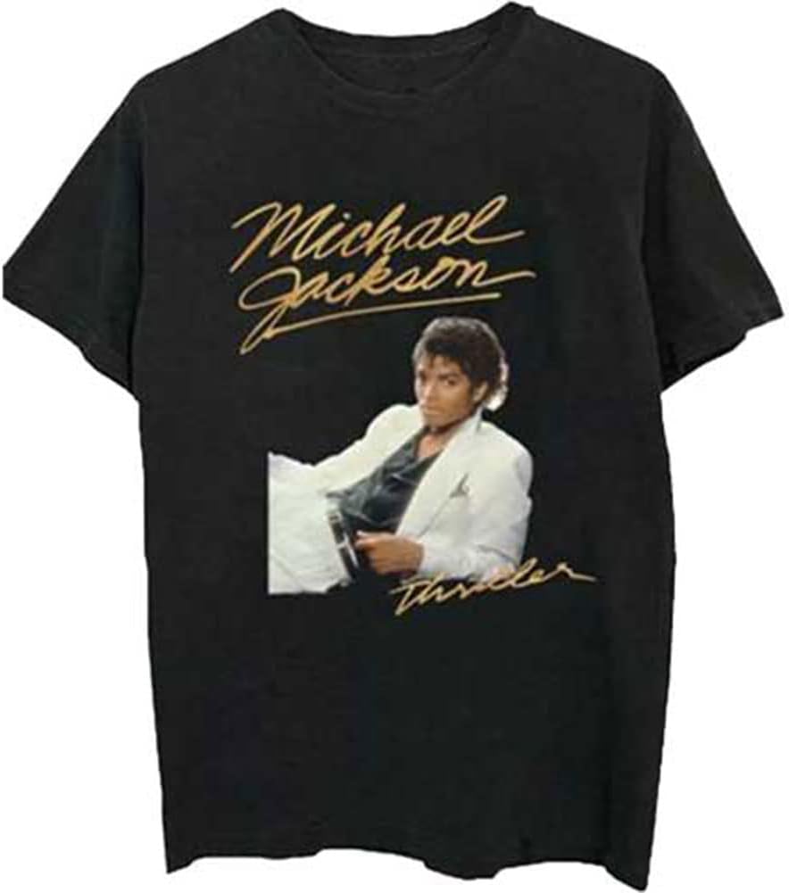 سعر ومواصفات تي شيرت رجالي من Rockoff Trade مطبوع عليه Michael Jackson Thriller باللون الأبيض والأسود والأسود مقاس XL, أسود (أسود أسود), XL (B07K58W1Q1) على Amazon EG