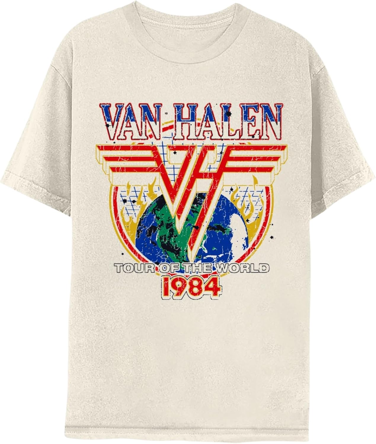 سعر ومواصفات تي شيرت فان هالين 1984 World Tour للبالغين بأكمام قصيرة مطبوع عليه American Rock 80s Music Vintage Style Graphic Tees (B0DDM7RTT1) على Amazon EG
