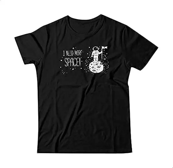 سعر ومواصفات تي شيرت كم قصير بطبعة “Space” للرجال من فاست برينت - اسود ابيض (B091CP1PXJ) على Amazon EG