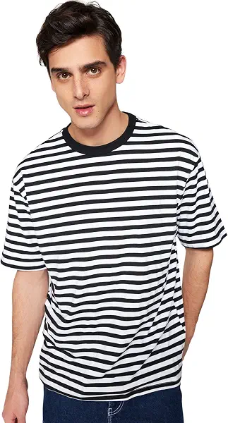 سعر ومواصفات تيشرت TMNSS20TS0511 للرجال بتصميم مخطط وقصة عريضة بمقاس كبير وأكمام قصيرة من ترنديول (B0C6KZ4STW) على Amazon EG
