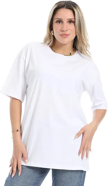 سعر ومواصفات تيشرت بتصميم غربي سادة سهل الارتداء بمقاس كبير للنساء من اندورا (B0DCSVYNSF) على Amazon EG