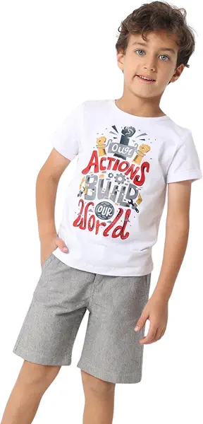 سعر ومواصفات تيشرت بطباعة عبارة Action للأولاد من جودي ميني، أبيض (B0F4TFQ924) على Amazon EG