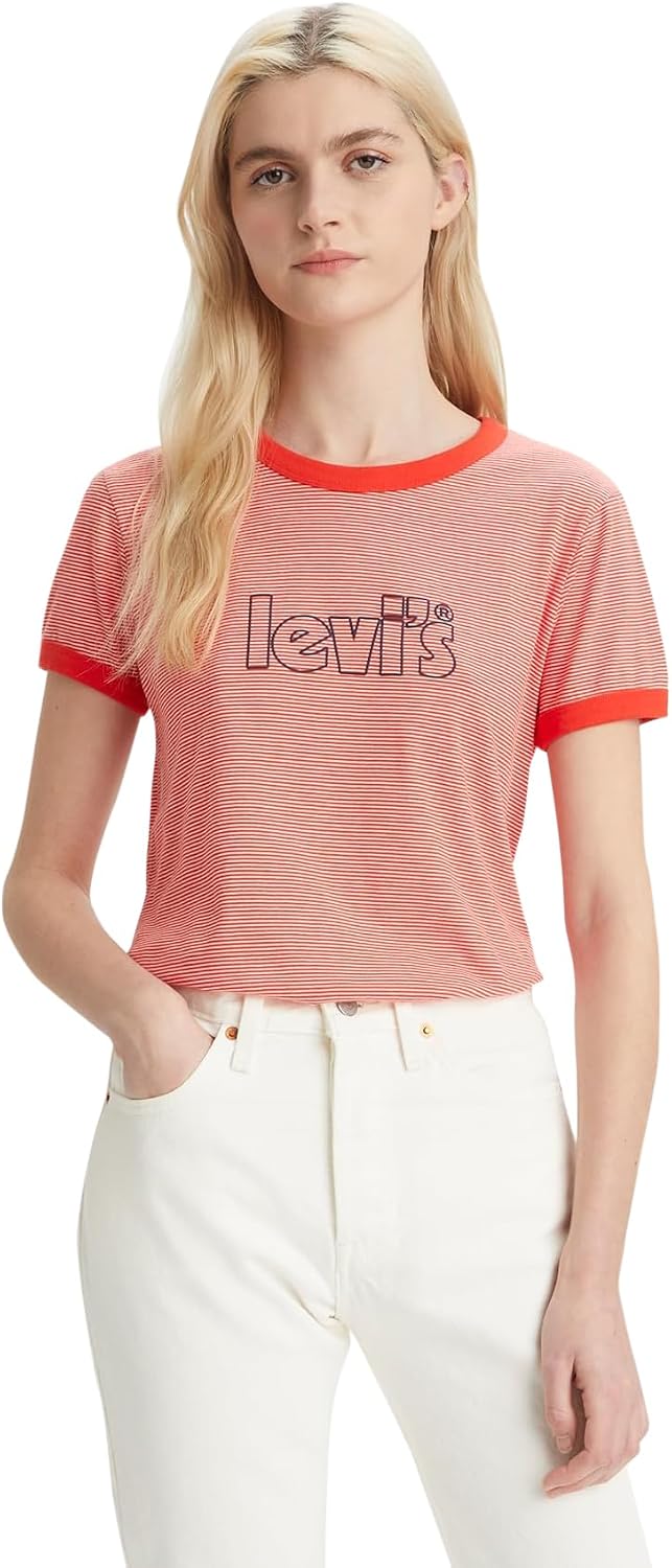 سعر ومواصفات Levi's تيشرت بقصة مثالية بحواف بلون مختلف حول الياقة والأكمام للنساء من ليفايس (B0CYPH2D76) على Amazon EG
