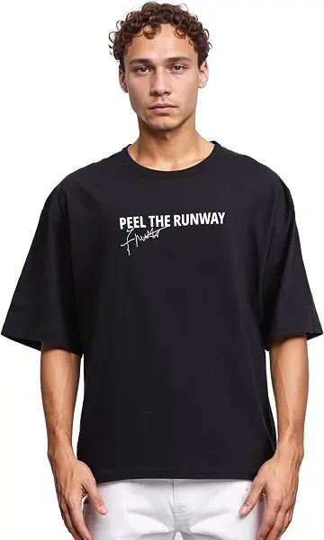 سعر ومواصفات تيشرت بقصة واسعة مطبوع عليه عبارة «Peel The Runway» للرجال من ريفين، لون ابيض، مقاس XL (B0CJV4LRYQ) على Amazon EG