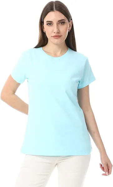 سعر ومواصفات تيشرت بيسيك بتصميم غربي برقبة دائرية بتصميم سهل الارتداء للنساء من اندورا (B0DCSWL5W7) على Amazon EG