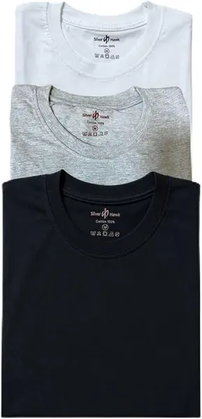سعر ومواصفات Silver Hawk تيشرت ضيق من القطن للرجال، لون أبيض (Off-White) وكحلي غامق ورمادي-8% (مقاس 6 اكس لارج 6XL) (B0HDZWMB18) على Amazon EG