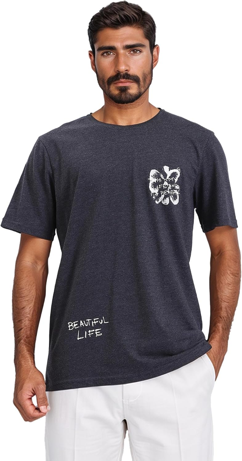 سعر ومواصفات Dsisskai تيشيرت بأكمام الكوع بطباعة عبارة "Beautiful Life" للرجال من دسيسكاي - أسود (Heather Black Modern) (عبوة من قطعة واحدة) (B0CJNFSX29) على Amazon EG