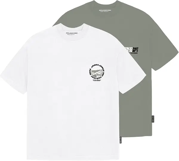 سعر ومواصفات JACK & JONES Mens JCOLIDO CHEST TEE SS CREW NECK 2PK MP T-Shirt (B0DKFQTQT9) على Amazon EG