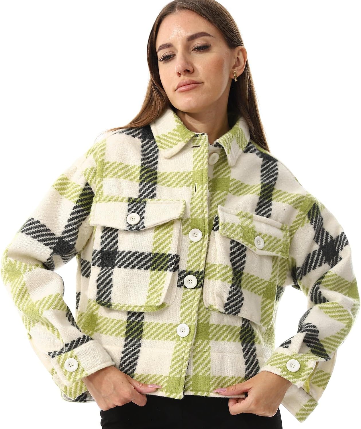 سعر ومواصفات اندورا Andora Womens Plaid Buttons Down Closure Jacket (pack of 1) (B0DF5HCWRS) على Amazon EG