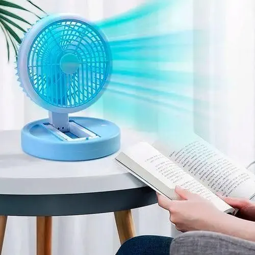 سعر ومواصفات جالسا مروحة كهربائية صغيرة محمولة مع ضوء LED وصندوق تخزين - مروحة مكتب قابلة للطي وقابلة لاعادة الشحن بمنفذ USB - 3 اعدادات للسرعة - مروحة طاولة للسفر والتخييم والدراسة والاستخدام في غرفة النوم (ازرق) (B0H56T1C84) على Amazon EG