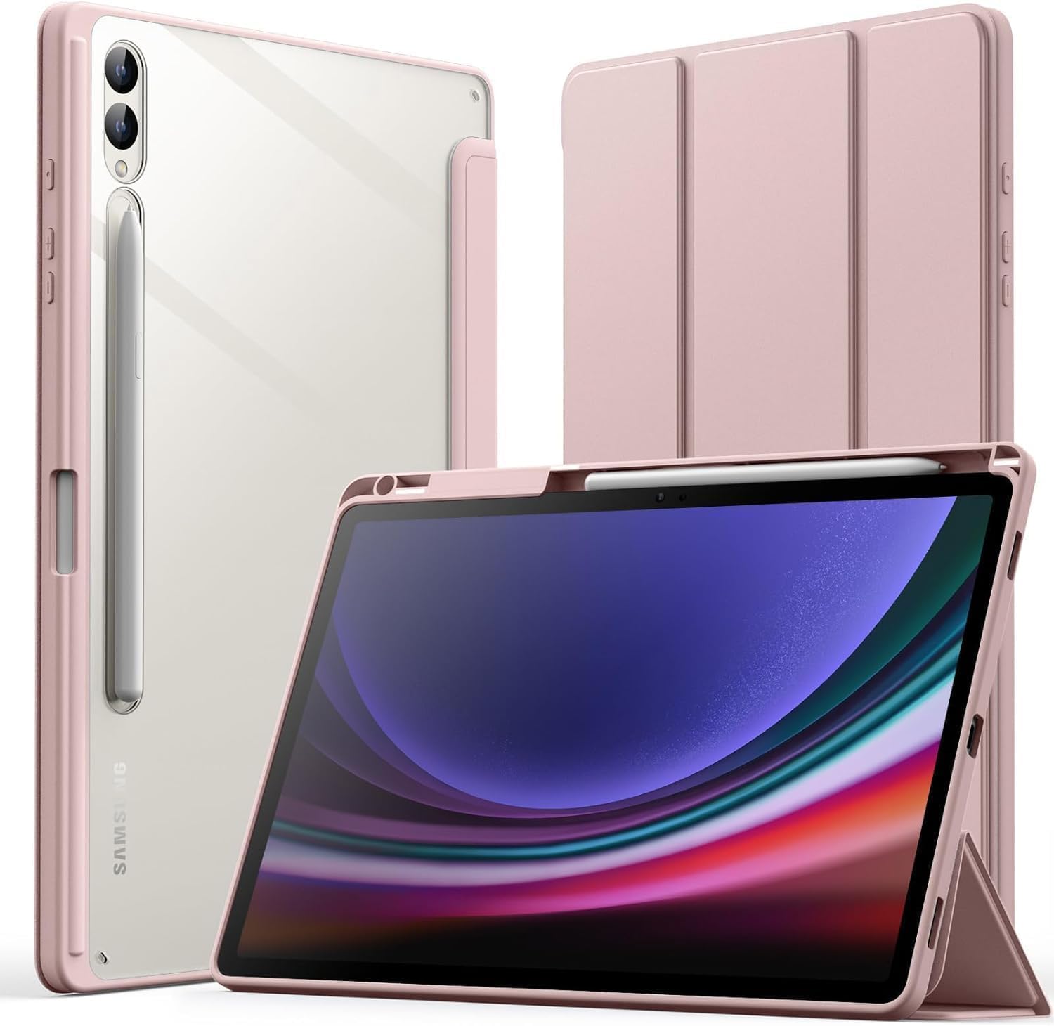 سعر ومواصفات جراب تابلت شفاف رفيع من Next Store – متوافق مع Samsung galaxy Tab S9+ 12.4 Inch حماية مغناطيسية مع حامل قلم وخاصية السكون التلقائي – تصميم عملي من البولي يوريثين الحراري (بينك فاتح) (B0FGDW82GJ) على Amazon EG