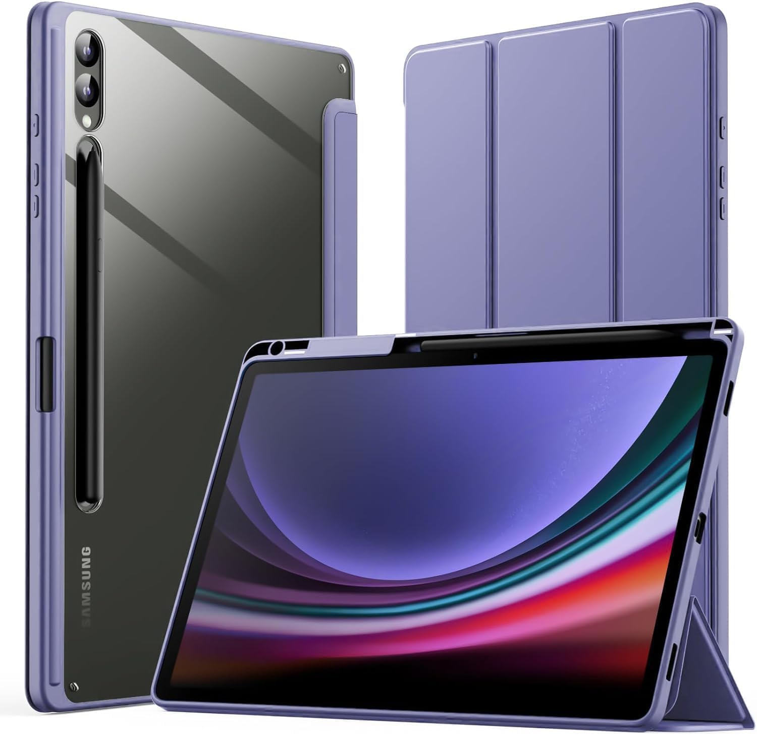 سعر ومواصفات جراب تابلت شفاف رفيع من Next Store – متوافق مع Samsung galaxy Tab S9+ 12.4 Inch حماية مغناطيسية مع حامل قلم وخاصية السكون التلقائي – تصميم عملي من البولي يوريثين الحراري (ارجواني فاتح) (B0FGF3BJDM) على Amazon EG