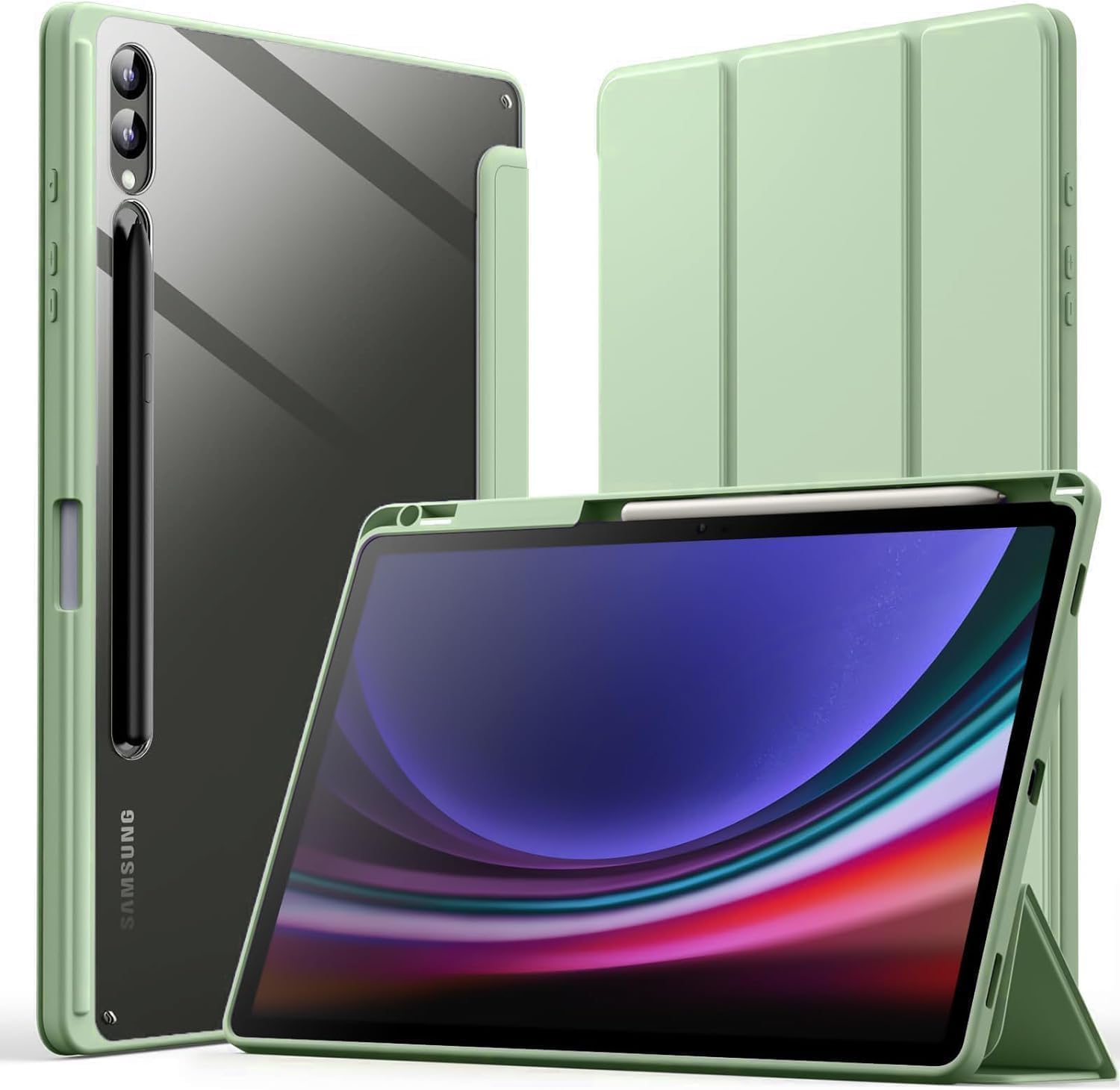 سعر ومواصفات جراب تابلت شفاف رفيع من Next Store – متوافق مع Samsung galaxy Tab S9+ 12.4 Inch حماية مغناطيسية مع حامل قلم وخاصية السكون التلقائي – تصميم عملي من البولي يوريثين الحراري (مينت جرين) (B0FGFFF7HF) على Amazon EG