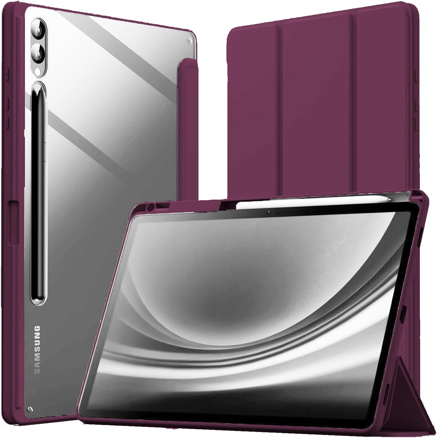 سعر ومواصفات جراب تابلت شفاف رفيع من Next Store – متوافق مع Samsung galaxy Tab S9+ 12.4 Inch حماية مغناطيسية مع حامل قلم وخاصية السكون التلقائي – تصميم عملي من البولي يوريثين الحراري (يبرجندي) (B0FGFSHT8B) على Amazon EG
