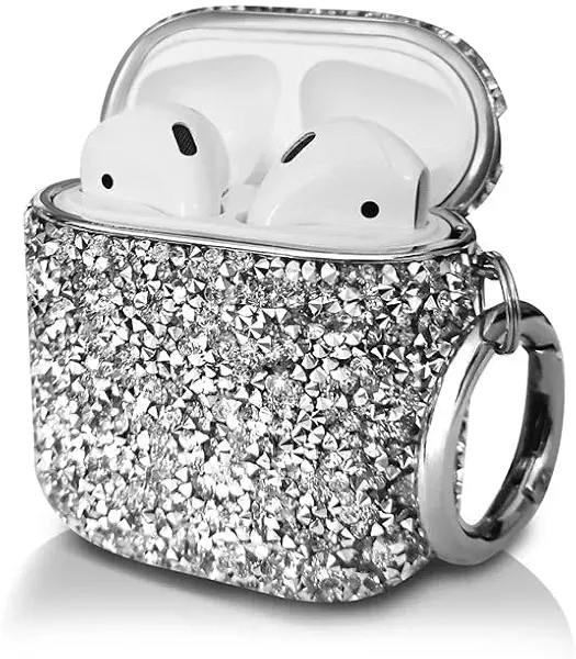 سعر ومواصفات جراب حماية فاخر بتصميم لامع مرصع بالكريستال من V Volt متوافق مع AirPods 4 ، كفر أنيق مع حلقة مفاتيح ، اكسسوار سماعات مثالي كهدية للنساء. (فضي) (B0FTSR8MVG) على Amazon EG
