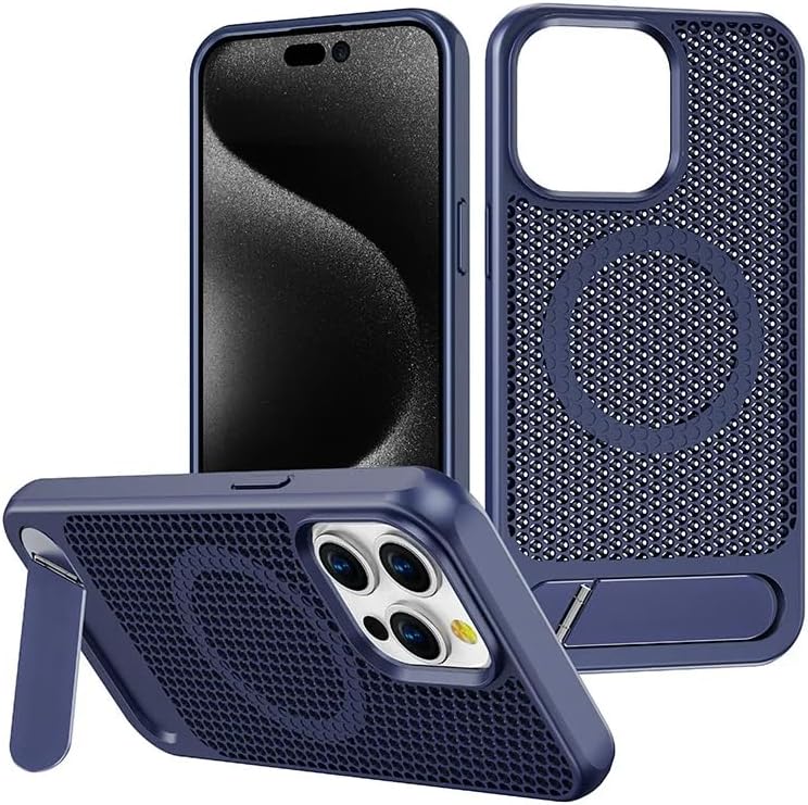 سعر ومواصفات جراب حماية فاخر من Next Store متوافق مع iPhone 16 pro max - مضاد للصدمات بتصميم شبكي مميز، حامل مدمج، يدعم الشحن اللاسلكي (أزرق) (B0F2212PG1) على Amazon EG