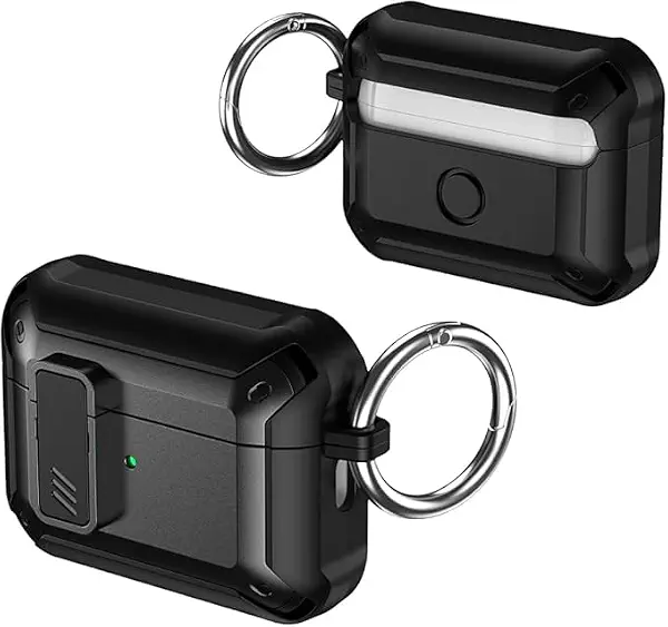 سعر ومواصفات جراب حماية متين من Next Store متوافق مع سماعات AirPods Pro 2 ، كفر مدرع مقاوم للصدمات بتصميم عسكري مع قفل أمان ، غطاء يوفر حماية كاملة و يدعم الشحن اللاسلكي للرجال. (اسود) (B0FHDSPQB1) على Amazon EG