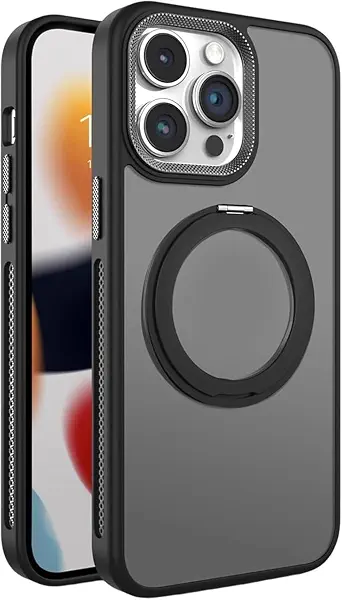 سعر ومواصفات جراب حماية من Next Store متوافق مع iPhone 14 Pro Max – كفر شفاف مع حامل حلقي معدني 360 درجة ومسند مدمج – غطاء مضاد للصدمات مع حماية للكاميرا والحواف (أسود) (B0F5HM5X9Q) على Amazon EG