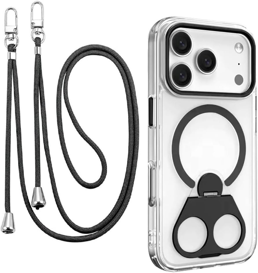 سعر ومواصفات جراب شفاف من Next Store لـ iPhone 13 Pro Max مقاس 6.7 بوصه، يدعم MagSafe مع حامل مدمج وحزام تعليق قابل للفصل، جراب واقٍ متين مقاوم للصدمات مع مسند خلفي وحلقات تثبيت. (أسود) (B0GCDZ8MHY) على Amazon EG