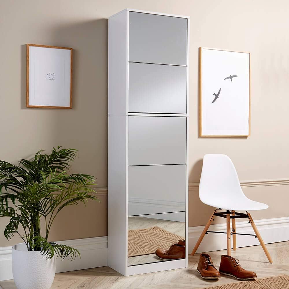 سعر ومواصفات جزامة أحذية بمراية لتخزين الأحذية من هوم سورس منظم رفوف خشب مضغوط أبيض 1.8 متر (B08VCM4Q2N) على Amazon EG