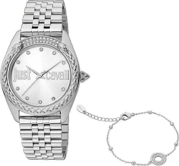 سعر ومواصفات جست كافالي ساعة للنساء JC1L195M0045 تناظري بمينا فضة بسوار (B09JWFF3NR) على Amazon EG