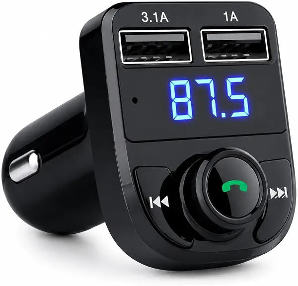 سعر ومواصفات جهاز ارسال اف ام للسيارة مع شاحن USB مزدوج من كويست، اسود (B0H9LG76T2) على Amazon EG