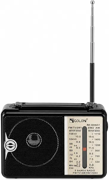 سعر ومواصفات جهاز استقبال عالمي محمول من جولون، راديو AM/FM/TV/SW1/SW2 عالي الحساسية مع هوائي تلسكوبي ومقبض حمل - A1-327 (B0H18K1C15) على Amazon EG