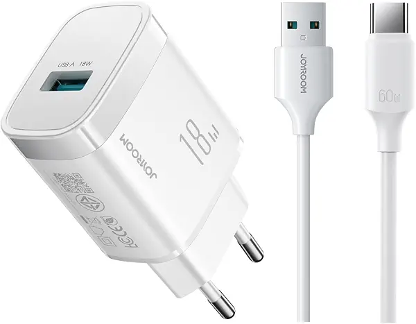 سعر ومواصفات جوي رووم شاحن حائط سريع بقدرة 18 واط مع كيبل USB-C بطول 1 متر، مجموعة محول (B0GJLLTBKN) على Amazon EG