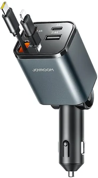 سعر ومواصفات شاحن سيارة قابل للسحب JR-CCL05 بقدرة 30 واط من جوي روم، مع كابلات ومنافذ مدمجة - أسود (B0FSXN79TG) على Amazon EG