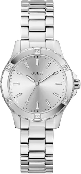 سعر ومواصفات جيس Guess Round 35mm Silver Dial Analog Women Watch - GW0948L6 (B0FHQGLYP6) على Amazon EG