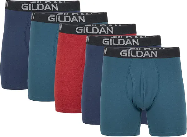 سعر ومواصفات جيلدان سروال داخلي رجالي من GILDAN مصنوع من القطن المرن (مقاس 5 قطع)، أزرق Cove/Hawaiian Blue/Heather Red Mark (5 حزمة)، M (B08XQZM8N5) على Amazon EG