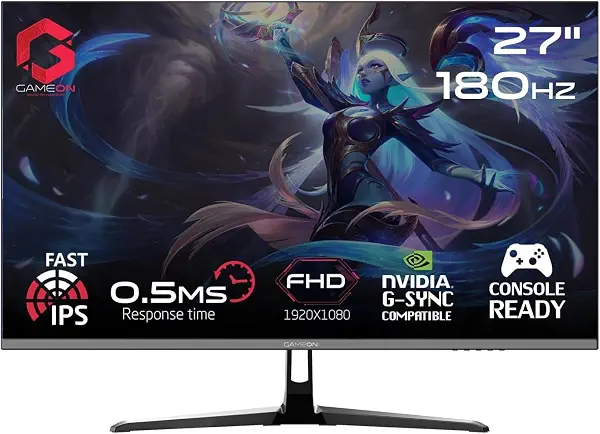 سعر ومواصفات جيم اون شاشة العاب GOPS27180IPS 27 انش FHD 1080p 180Hz IPS سريعة 0.5 مللي ثانية MPRT، HDMI 2.1، HDR، 99% sRGB، متوافقة مع جي سينك وفري سينك، مكبرات صوت مدمجة، بلاي ستيشن 5 ووحدة التحكم، اسود (B0DDV1XQ7F) على Amazon EG