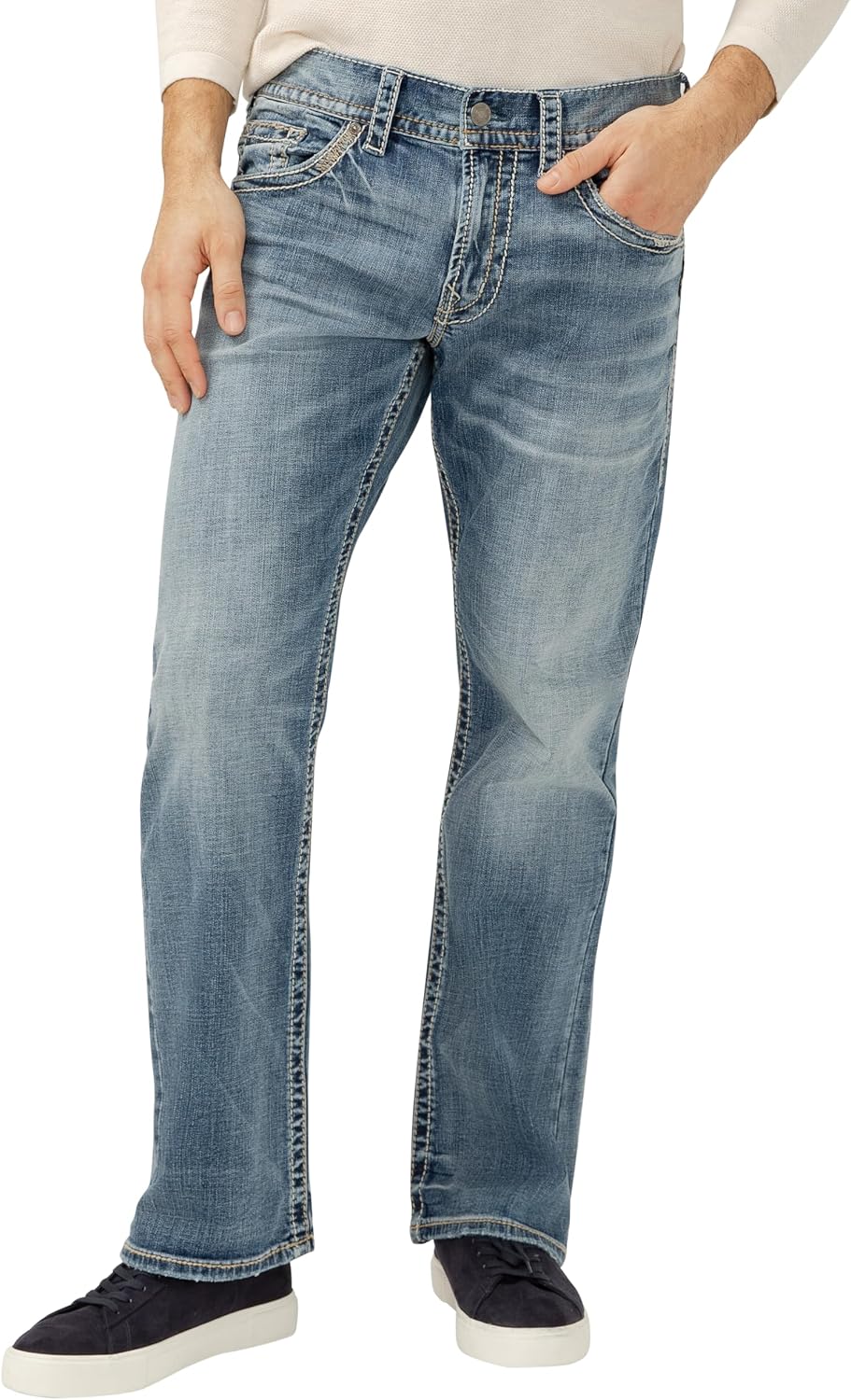 سعر ومواصفات جينز رجالي من Silver جينز خفيف الوزن من Zac Wash Straight Leg Jean، نيلي فاتح، 36W x 34L (B00N49FE3C) على Amazon EG