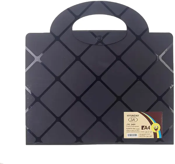 سعر ومواصفات حافظة ملفات مقاس A4 مزودة بـ 12 جيب بمقبض بلاستيك مقاس 30×32 سم من JYL-2401 من ثري ايه - لون أسود (B0DD7L7PSL) على Amazon EG