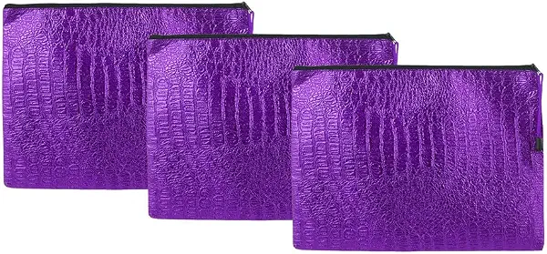 سعر ومواصفات حافظة ورق مصنوعة من القماش ومزود بسوستة من ثري ايه، مقاس 25 سم × 32 سم، لون موف، 3 قطع، S-1005 (B0DCV16W2Z) على Amazon EG