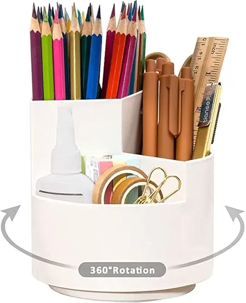 سعر ومواصفات حامل اقلام دوار 3 اقسام للمكتب والمنزل، ابيض (B0BXB5QM12) على Amazon EG