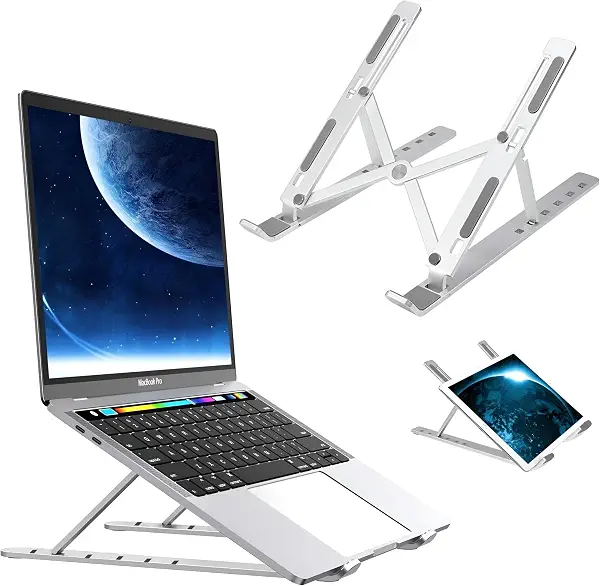 سعر ومواصفات حامل لابتوب مريح وقابل للتعديل تصميم محمول وقابل للطي مع تهوية محسنة، حل موفر للمساحة لأجهزة اللابتوب والتابلت بلمسة نهائية فضية وتوافق شامل لأقصى قدر من الراحة (B0DNNCQ2F6) على Amazon EG