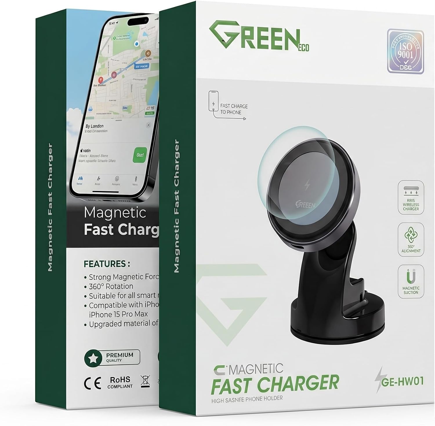 سعر ومواصفات حامل هاتف GE-HW01 لاسلكي من Next store مغناطيسي للسيارة، أسود، شحن سريع، دوران 360 درجة، متوافق مع MagSafe و iPhone و Samsung (B0H69X6TJV) على Amazon EG