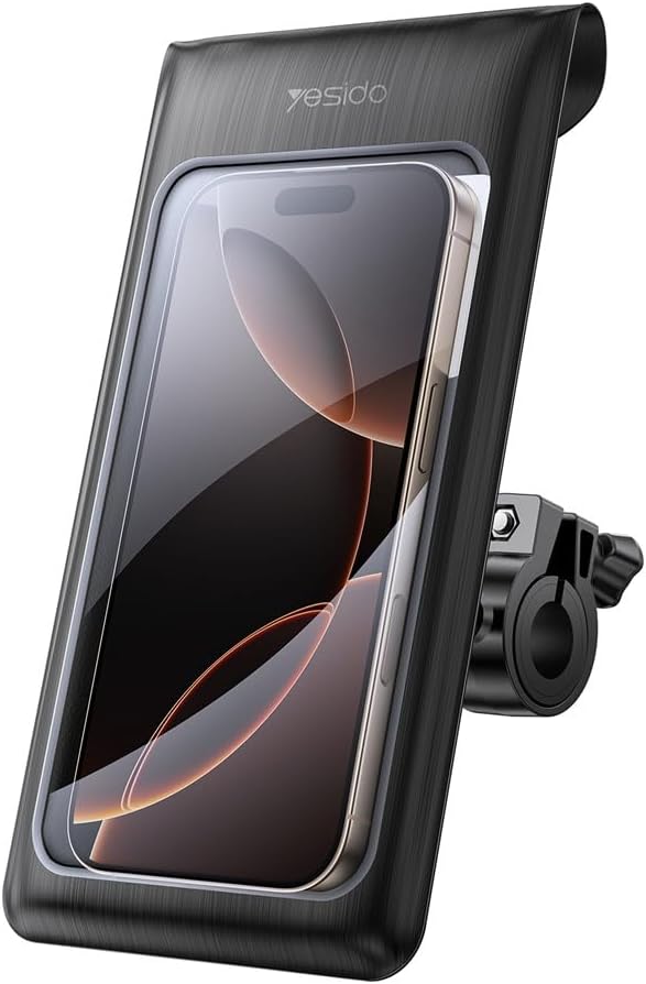 سعر ومواصفات حامل هاتف للدراجة C333 مقاوم للماء من Next Store، جراب تثبيت على مقود الدراجة النارية بمعيار IP67 بدوران 360 درجة وشاشة تعمل باللمس 0.3 مم لـ آيفون 15 14 برو ماكس، لـ سامسونج جلاكسي اس 24 الترا ، (B0H2JNPRBF) على Amazon EG
