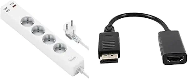 سعر ومواصفات حزمة أساسية للتلفزيون (شريط طاقة ذكي دبليو اي دبليو يو PD20W U01EU مع 4 منافذ و3 منافذ USB، قابس اوروبي - أبيض + وصلات منفذ عرض مطلي بالذهب الى كابل HDMI (محول)) (B0CPVQFJ67) على Amazon EG
