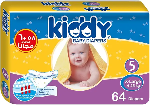 سعر ومواصفات حفاضات أطفال مقاس XL (5) من كيدي، 58+6 حفاضة (B0DL4CVNQW) على Amazon EG