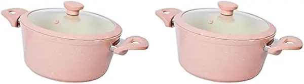 سعر ومواصفات حلة جرانيت بغطاء زجاجي قطعتين مقاس 26 - 18 وردي من توب شيف (B0CCB2C1FP) على Amazon EG