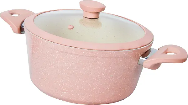 سعر ومواصفات حلة جرانيت مقاس 26 بغطاء زجاجي وردي من توب شيف (B0B8869WX7) على Amazon EG
