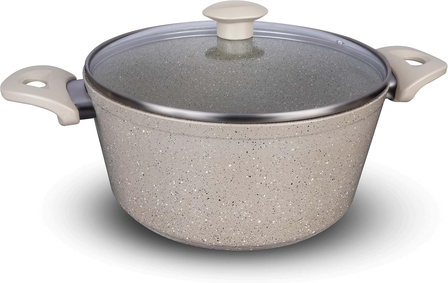 سعر ومواصفات حلة جرانيت مقاس 28 مع غطاء زجاجي لونه بيج من توب شيف (B0B886YMRN) على Amazon EG