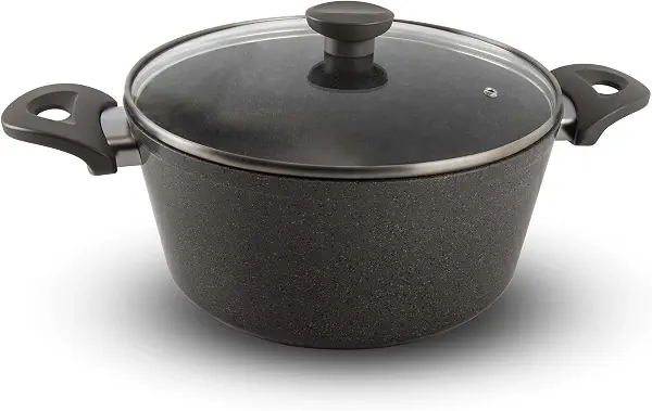 سعر ومواصفات حلة طهي جرانيت مقاس 20 بغطاء زجاجي لون رمادي من توب شيف (B0B887PYTY) على Amazon EG